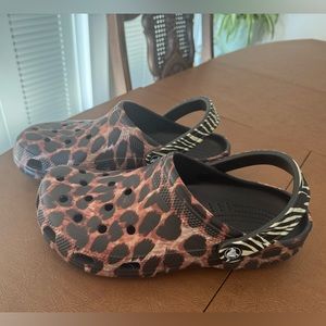 NWOT cheetah and zebra print original Crocs